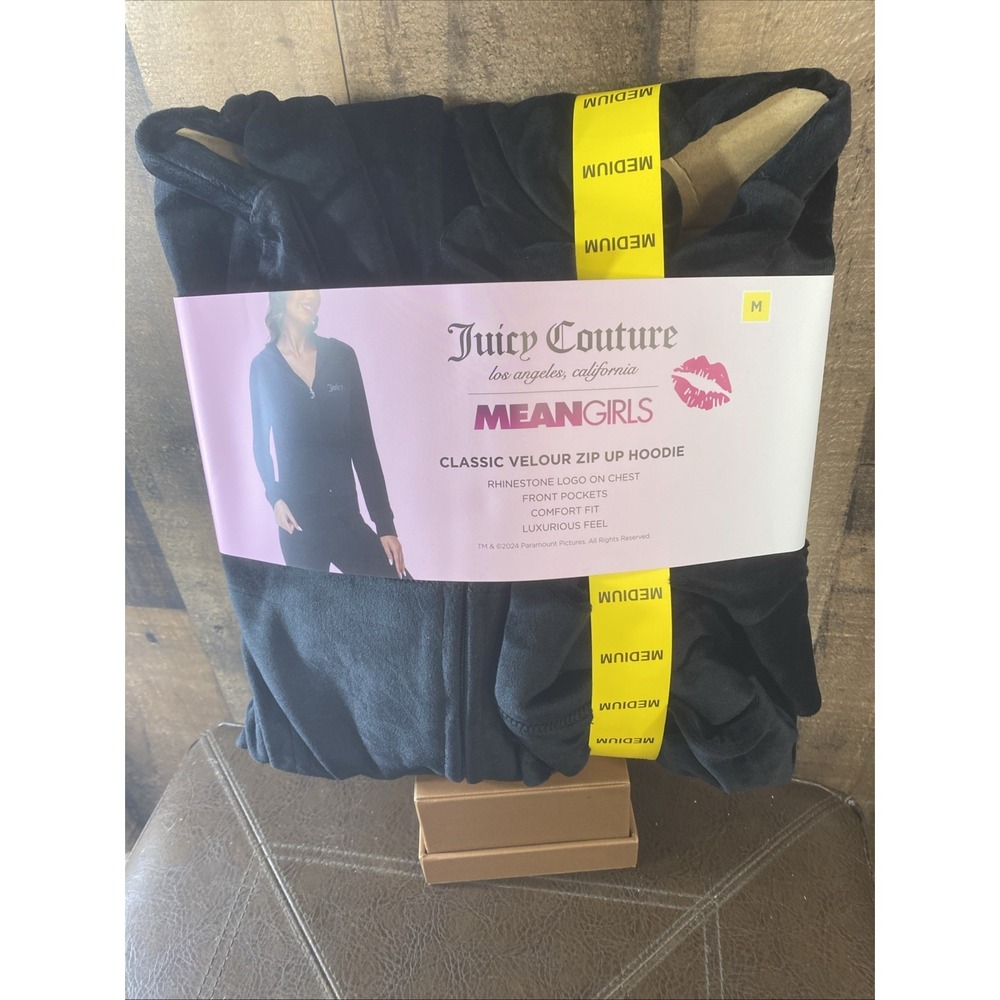 Juicy Couture x Mean Girls Classic Velour Zip Up Hoodie Black Women's M New